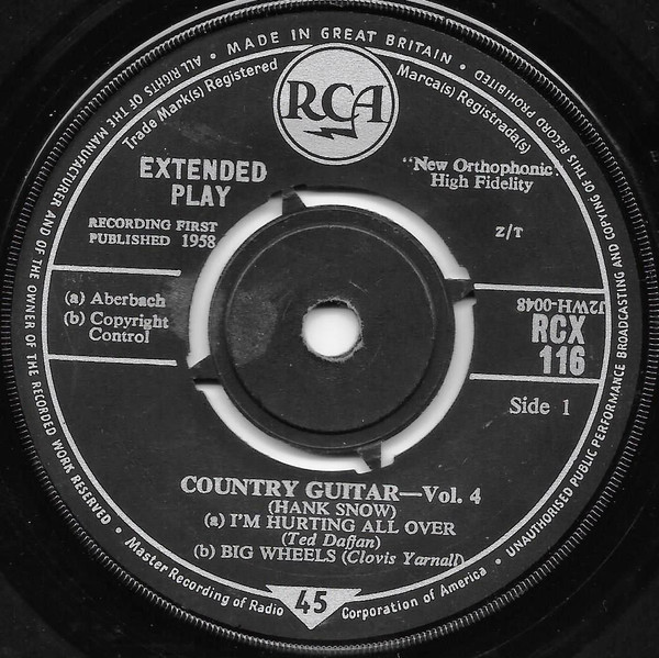 Hank Snow - Country Guitar - Vol. 4 - Used Vinyl Record 7" image 1