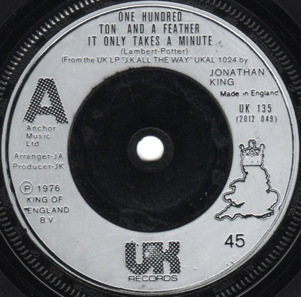 One Hundred Ton And - It Only Takes A Minute - Used Vinyl Record 7" image 1