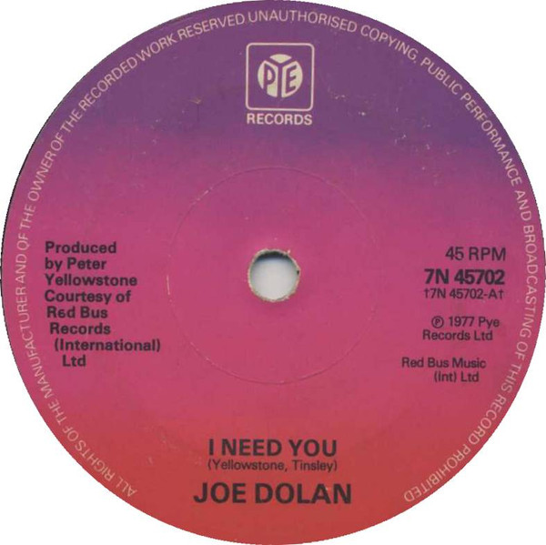 Joe Dolan - I Need You - Used Vinyl Record 7" image 1