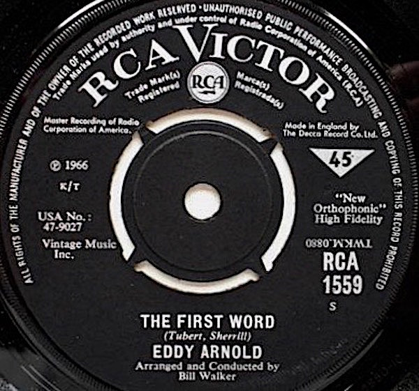 Eddy Arnold - First Word - Used Vinyl Record 7" image 1