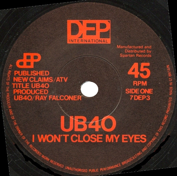 UB40 - I Won't Close My Eyes - Used Vinyl Record 7" image 1
