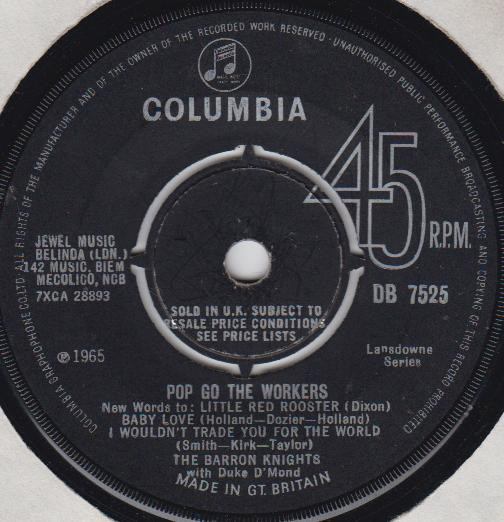Barron Knights - Pop Go The Workers - Used Vinyl Record 7" image 1