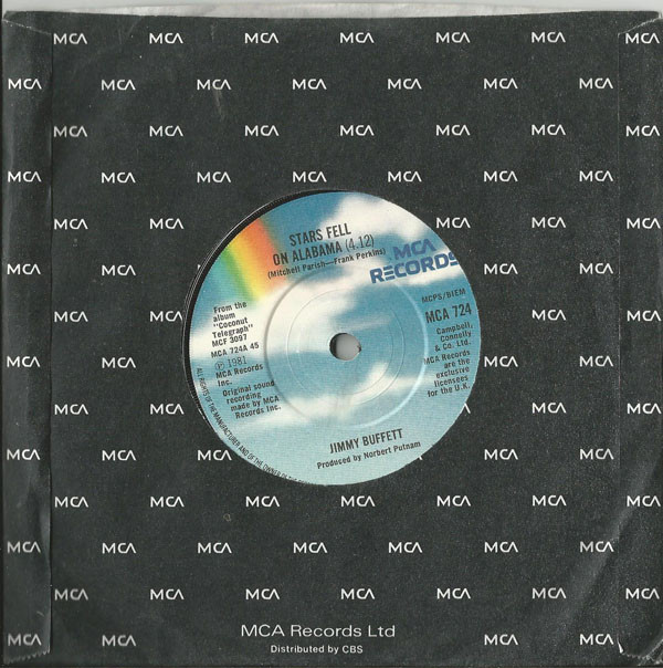 Jimmy Buffett - Stars Fell On Alabama - Used Vinyl Record 7" image 1