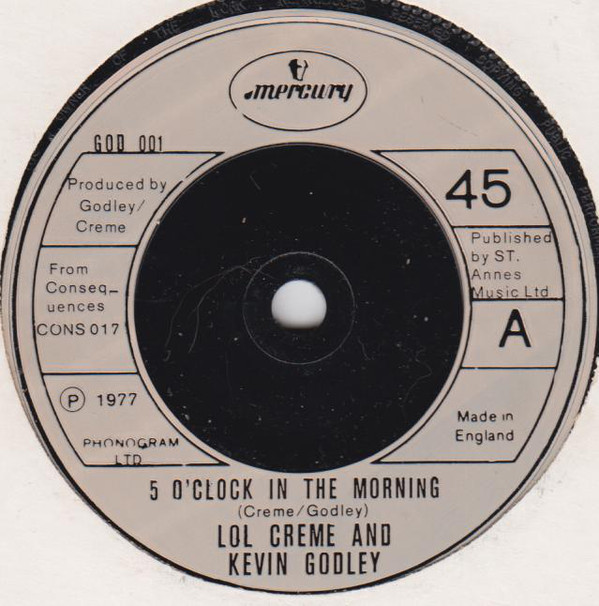 Godley & Creme - 5 O'Clock In The Morning - Used Vinyl Record 7" image 1