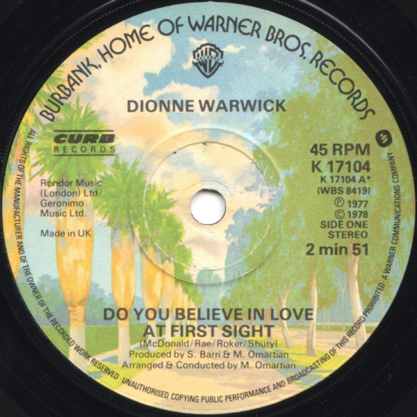 Dionne Warwick - Do You Believe In Love At First Sight - Used Vinyl R image 1