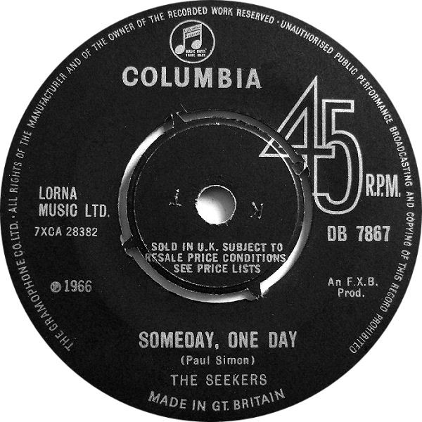 Seekers - Someday, One Day - Used Vinyl Record 7" image 1