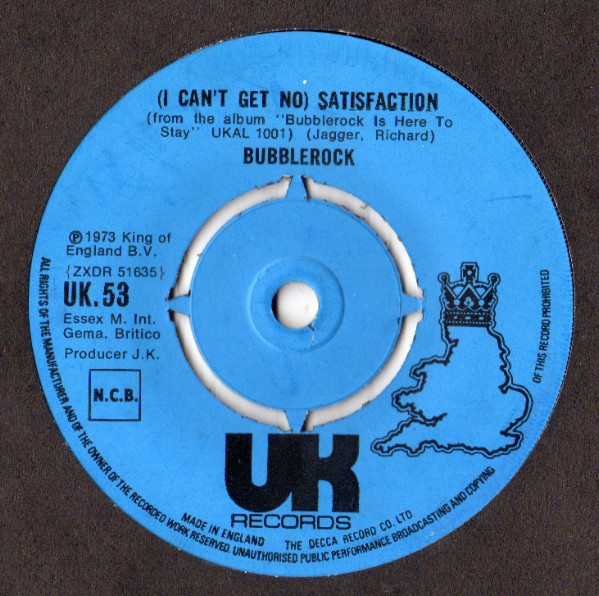 Bubblerock - (I Can't Get No) Satisfaction - Used Vinyl Record 7" image 1