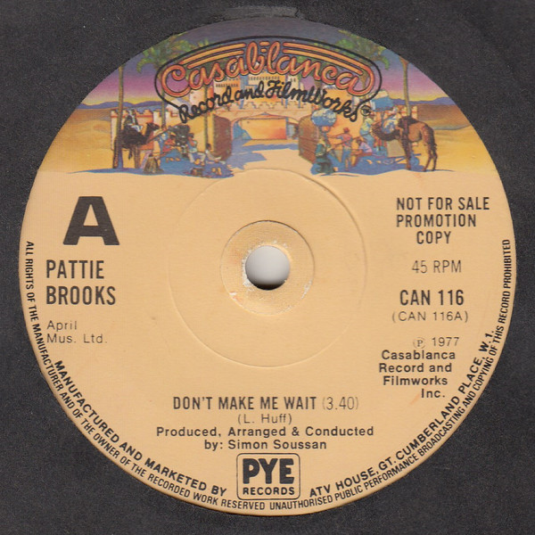 Pattie Brooks - Don't Make Me Wait - Used Vinyl Record 7" image 1