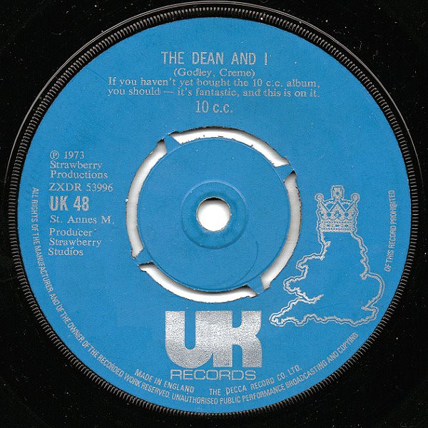 10cc - Dean And I - Used Vinyl Record 7"