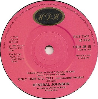 General Johnson - Only Time Will Tell - Used Vinyl Record 7" image 1