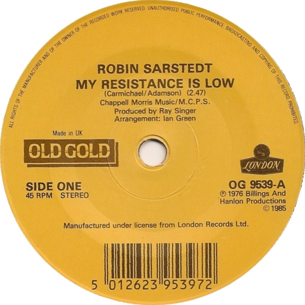 Robin Sarstedt - My Resistance Is Low / A Little Love And Understandin image 1