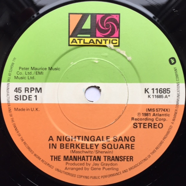 Manhattan Transfer - A Nightingale Sang In Berkeley Square - Used Viny image 1