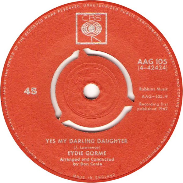 Eydie Gorme - Yes My Darling Daughter - Used Vinyl Record 7" image 1
