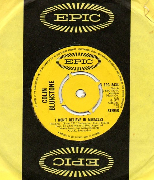 Colin Blunstone - I Don't Believe In Miracles - Used Vinyl Record 7" image 1