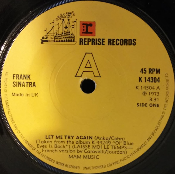 Frank Sinatra - Let Me Try Again / Send In The Clowns - Used Vinyl Rec image 1