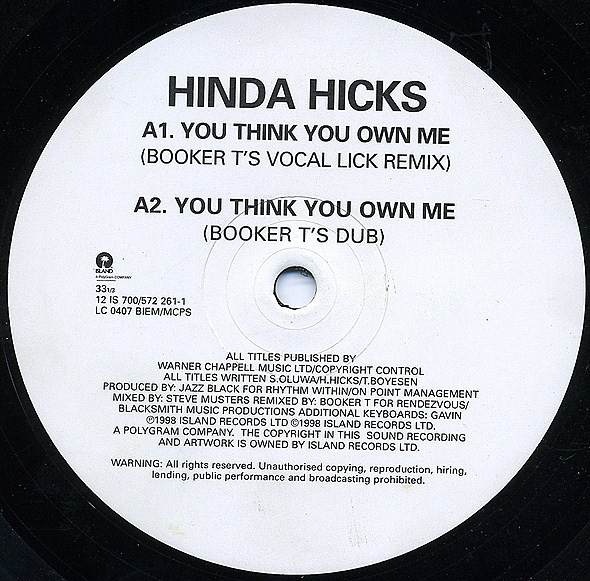 Hinda Hicks - You Think You Own Me - Used Vinyl Record 12" image 1
