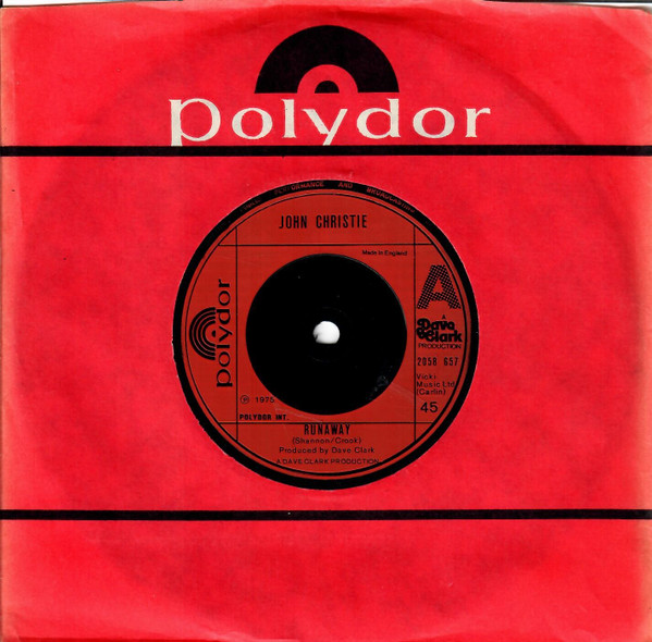 John Christie - Runaway - Used Vinyl Record 7" image 1
