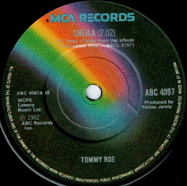Tommy Roe - Sheila / Heather Honey - Used Vinyl Record 7" image 1