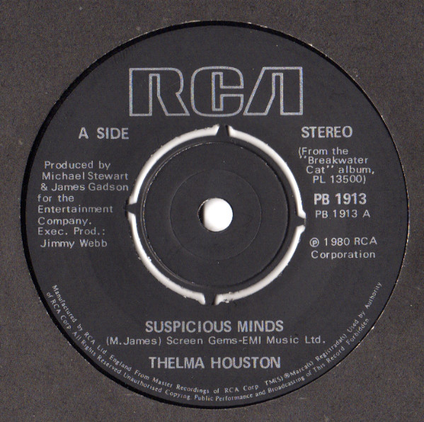 lma Houston - Suspicious Minds - Used Vinyl Record 7" image 1