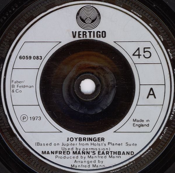 Manfred Mann's Earth - Joybringer - Used Vinyl Record 7" image 1