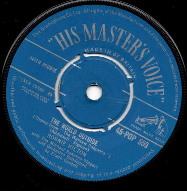 Ronnie Hilton - World Outside - Used Vinyl Record 7" image 1