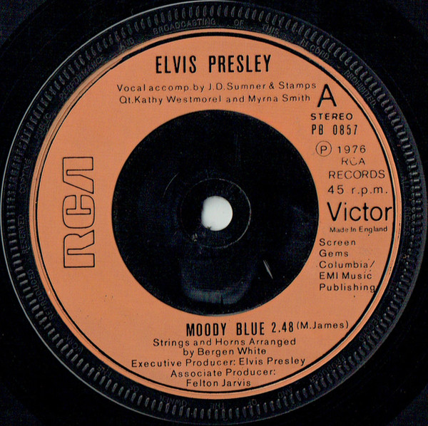 Elvis Presley - Moody Blue - Used Vinyl Record 7" image 1