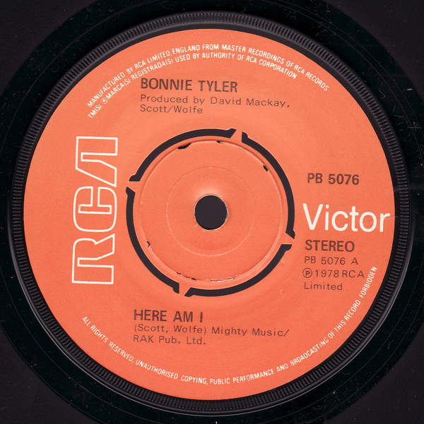 Bonnie Tyler - Here Am I - Used Vinyl Record 7" image 1
