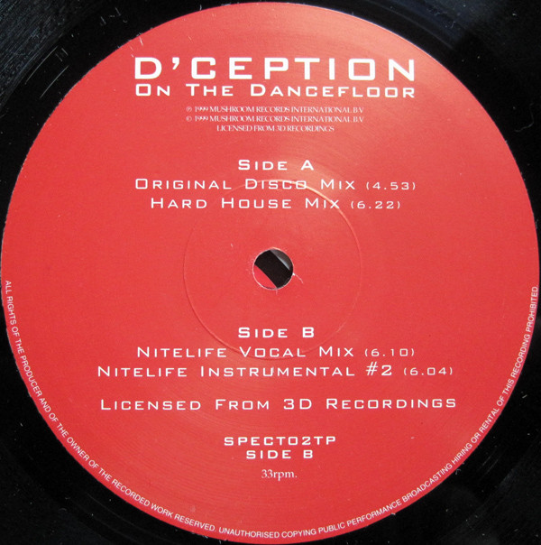 D'Ception - On The Dancefloor - Used Vinyl Record 12" image 1