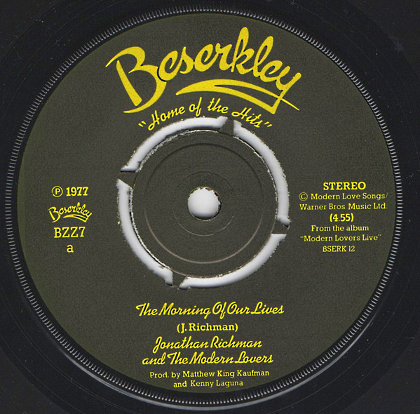 Jonathan Richman & T - Morning Of Our Lives - Used Vinyl Record 7" image 1