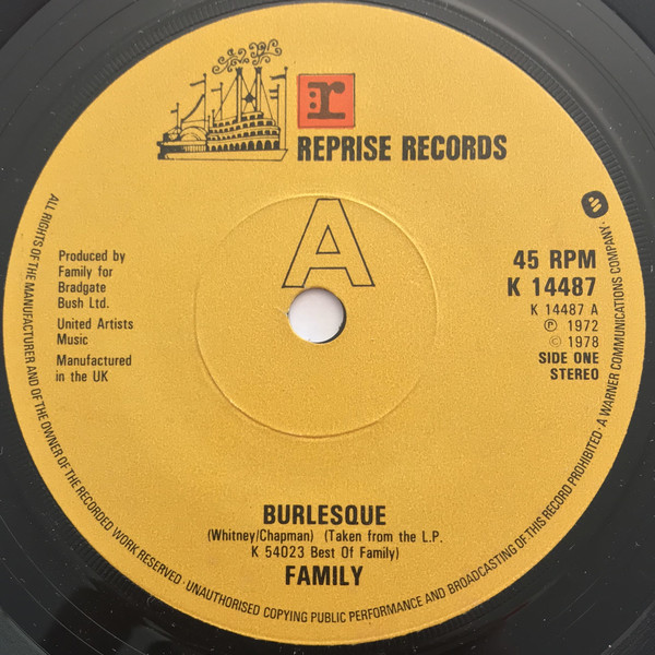 Family - Burlesque - Used Vinyl Record 7" image 1