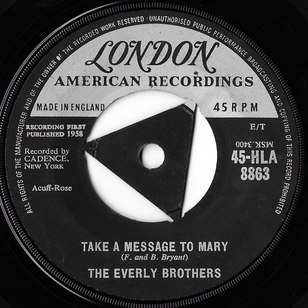 Everly Brothers - Take A Message To Mary - Used Vinyl Record 7" image 1