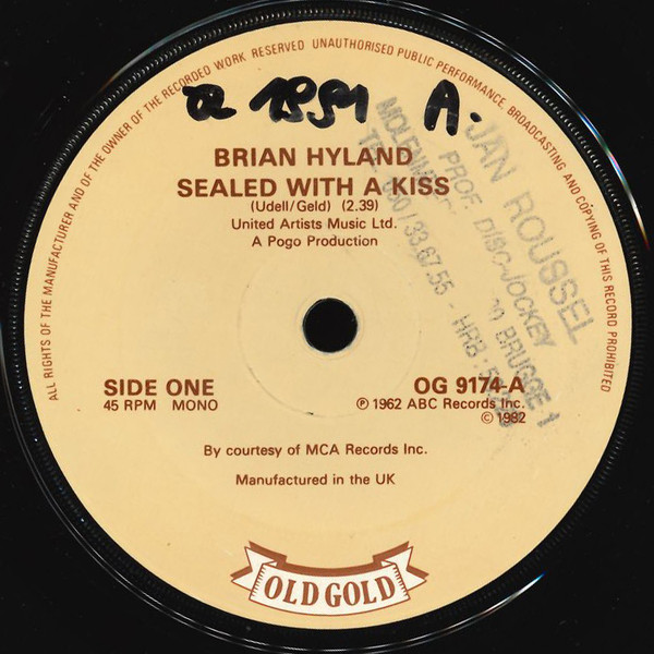 Brian Hyland - Sealed With A Kiss - Used Vinyl Record 7" image 1