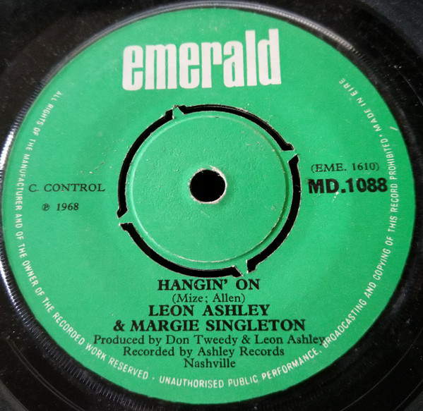 Leon Ashley - Hangin' On - Used Vinyl Record 7" image 1