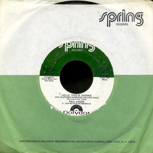 Paul Evans - Hello, This Is Joannie (The Telephone Answering Machine image 1