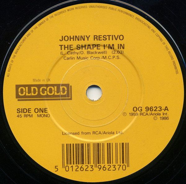 Johnny Restivo - Shape I'm In - Used Vinyl Record 7" image 1