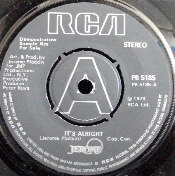 Jerome Plotkin - It's Alright / Just Groove With Me - Used Vin image 1
