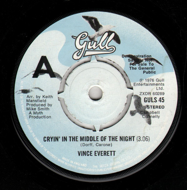 Vince Everett - Cryin' In The Middle Of The Night - Used Viny image 1