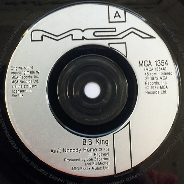 B.B. King - Ain't Nobody Home - Used Vinyl Record 7" image 1