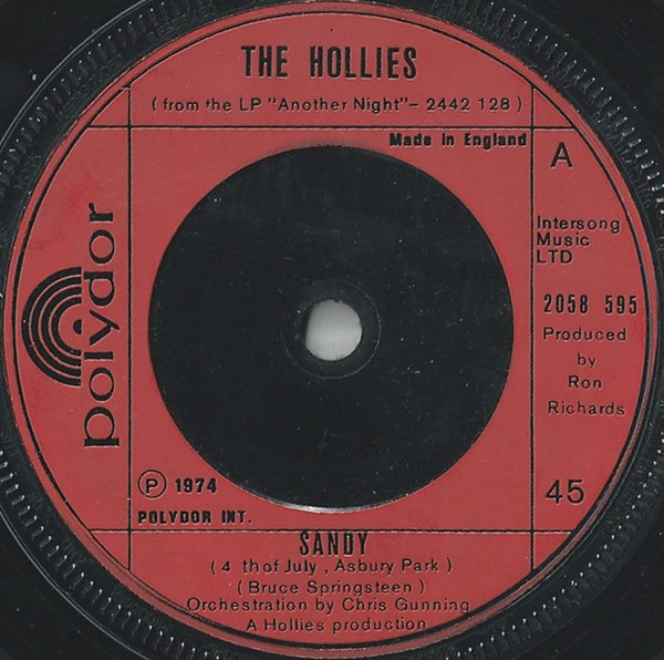 Hollies - Sandy (4th Of July, Asbury Park) - Used Vinyl Record 7" image 1