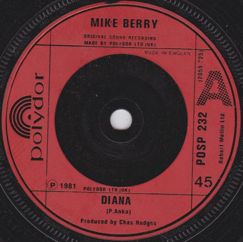 Mike Berry - Diana - Used Vinyl Record 7" image 1