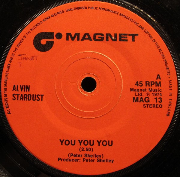 Alvin Stardust - You You You - Used Vinyl Record 7" image 1