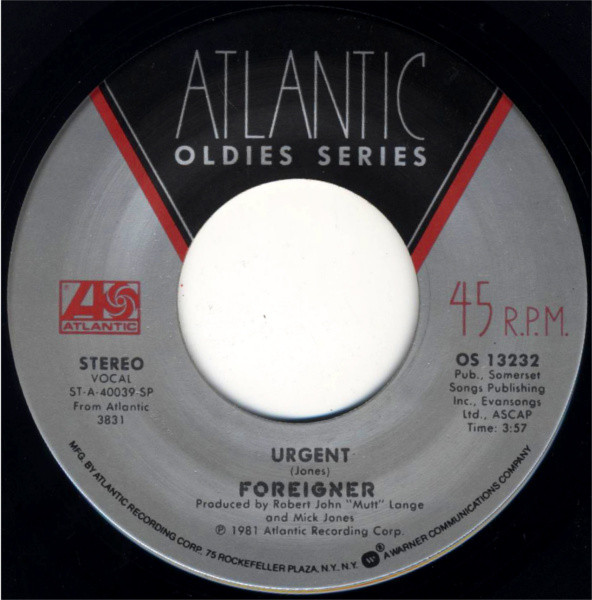 Foreigner - Urgent / Waiting For A Girl Like You - Used Vinyl Record image 1