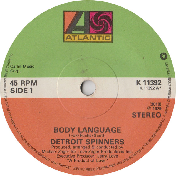 Spinners - Body Language - Used Vinyl Record 7" image 1