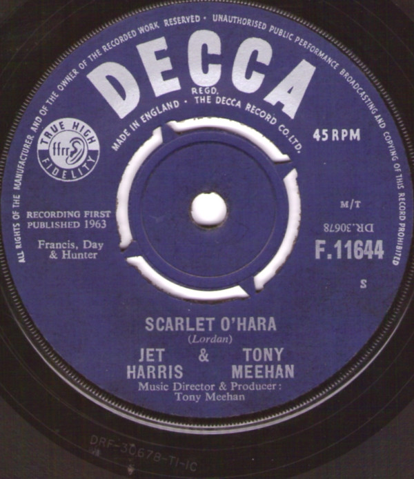 Jet Harris And Tony - Scarlet O'Hara - Used Vinyl Record 7" image 1