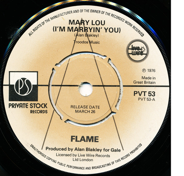 Flame - Mary Lou (I'm Marryin' You) - Used Vinyl Record 7" image 1