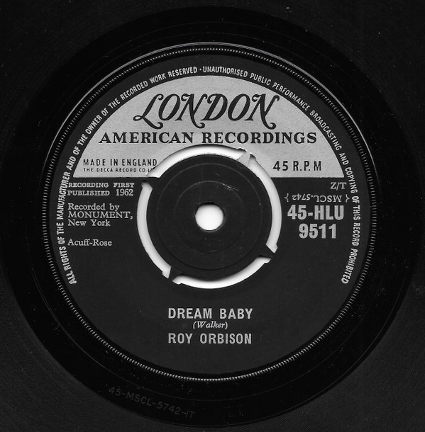 Roy Orbison - Dream Baby / The Actress - Used Vinyl Record 7" image 1