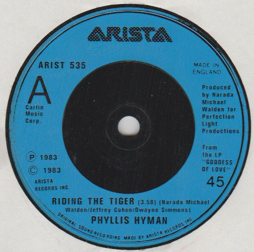 Phyllis Hyman - Riding The Tiger - Used Vinyl Record 7" image 1