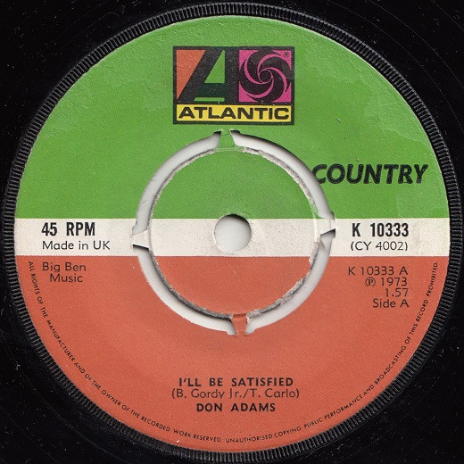 Don Adams - I'll Be Satisfied / All For The Love Of A Girl - Used Viny image 1