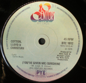 Cotton - (You've Given Me) Sunshine - Used Vinyl Record 7" image 1