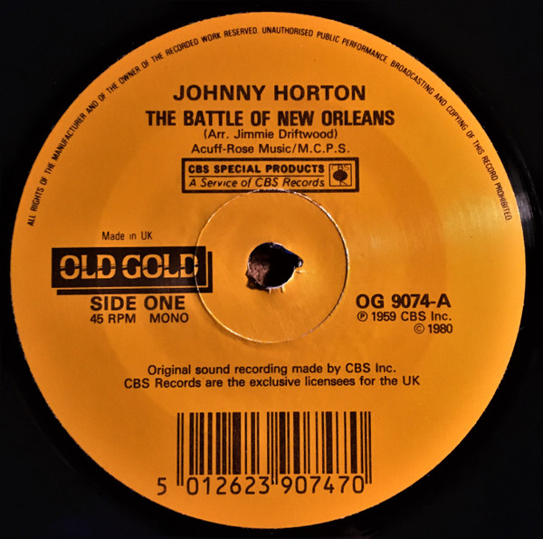 Johnny Horton - Battle Of New Orleans  /  Waterloo - Used Vinyl Recor image 1
